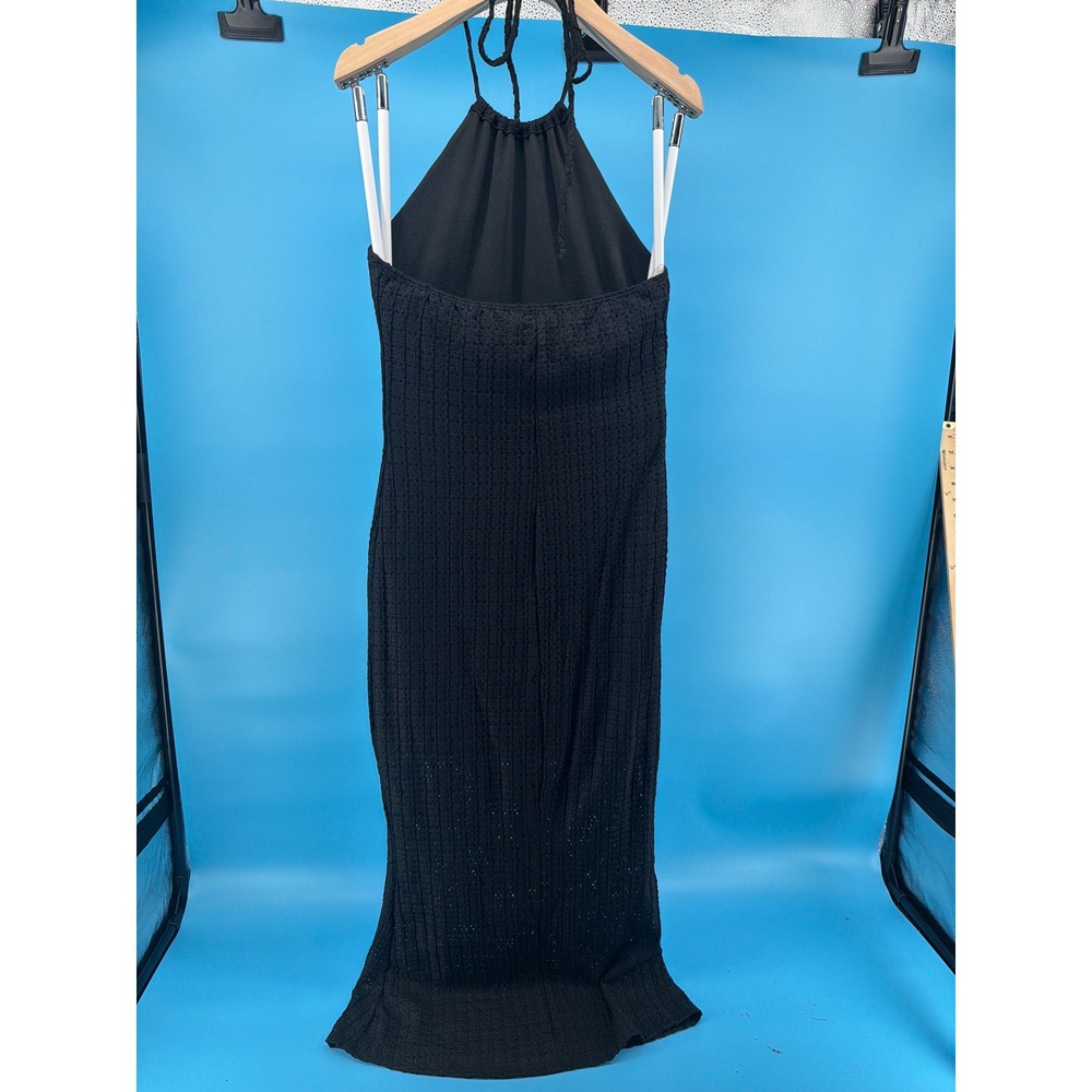 Jessica Simpson Black Halter Neck Textured Knit Midi Dress‎ NWT Medium - Picture 2 of 5